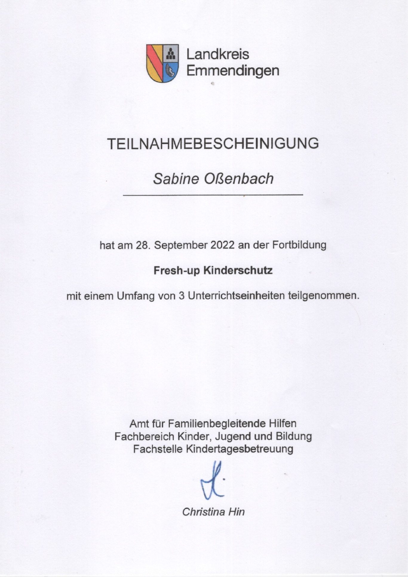 Fresh-up Kinderschutz